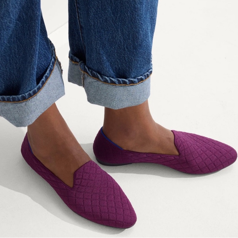 The Almond Loafer In Quilted Purple